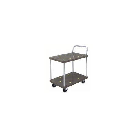 PRESTAR 2TIER PLASTIC TROLLEY 710X455MM 150KG PB114 1HANDLE