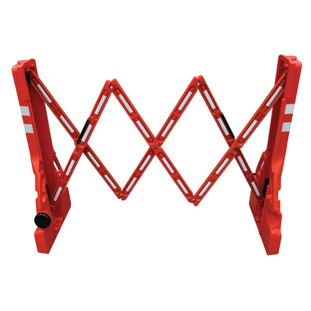 RETRACTABLE BARRICADE, HEAVY DUTY RED/WHITE EXT TO 2.3M